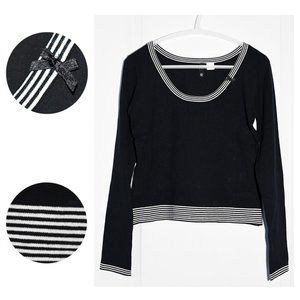 NWT H&M Vintage Y2K Sweater with Striped Knit Trim
